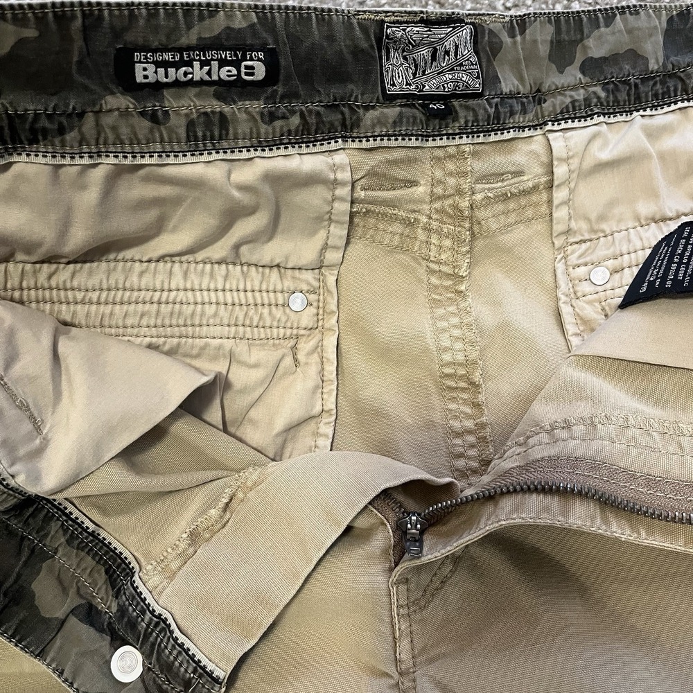 Affliction Buckle Mens Khaki Cargo Shorts Sz 40 Camo Trim Utility Y2K Grunge - Picture 4 of 8